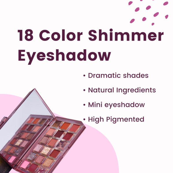 Organic, High Pigmented, 18 Color Shimmer, Matte  Eyeshadow. - Image 2