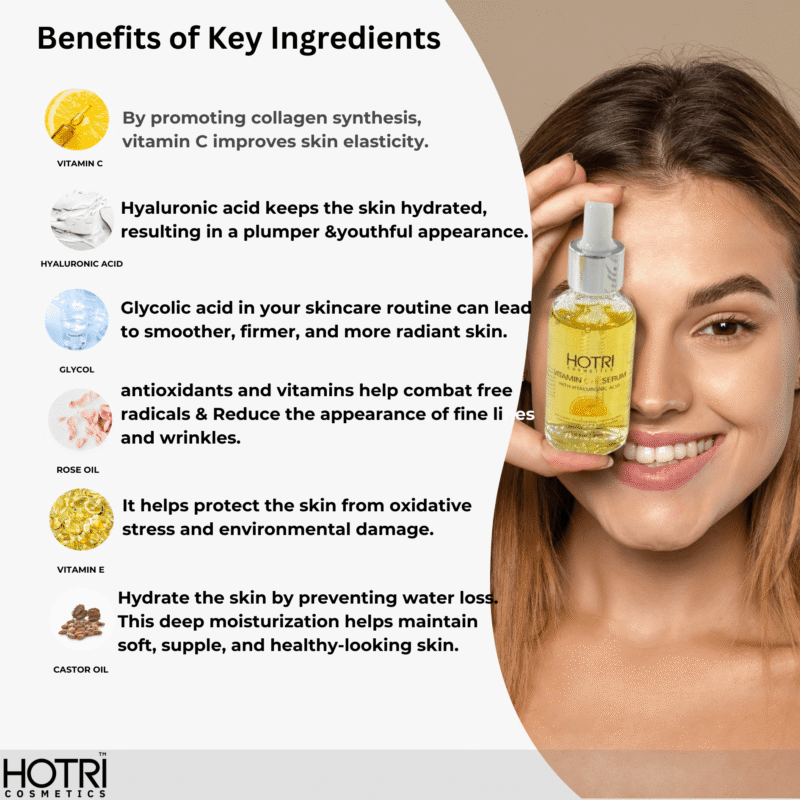 HOTRI COSMETICS Vitamin C+E Face Serum with Hyaluronic Acid & Rose oil - Image 2