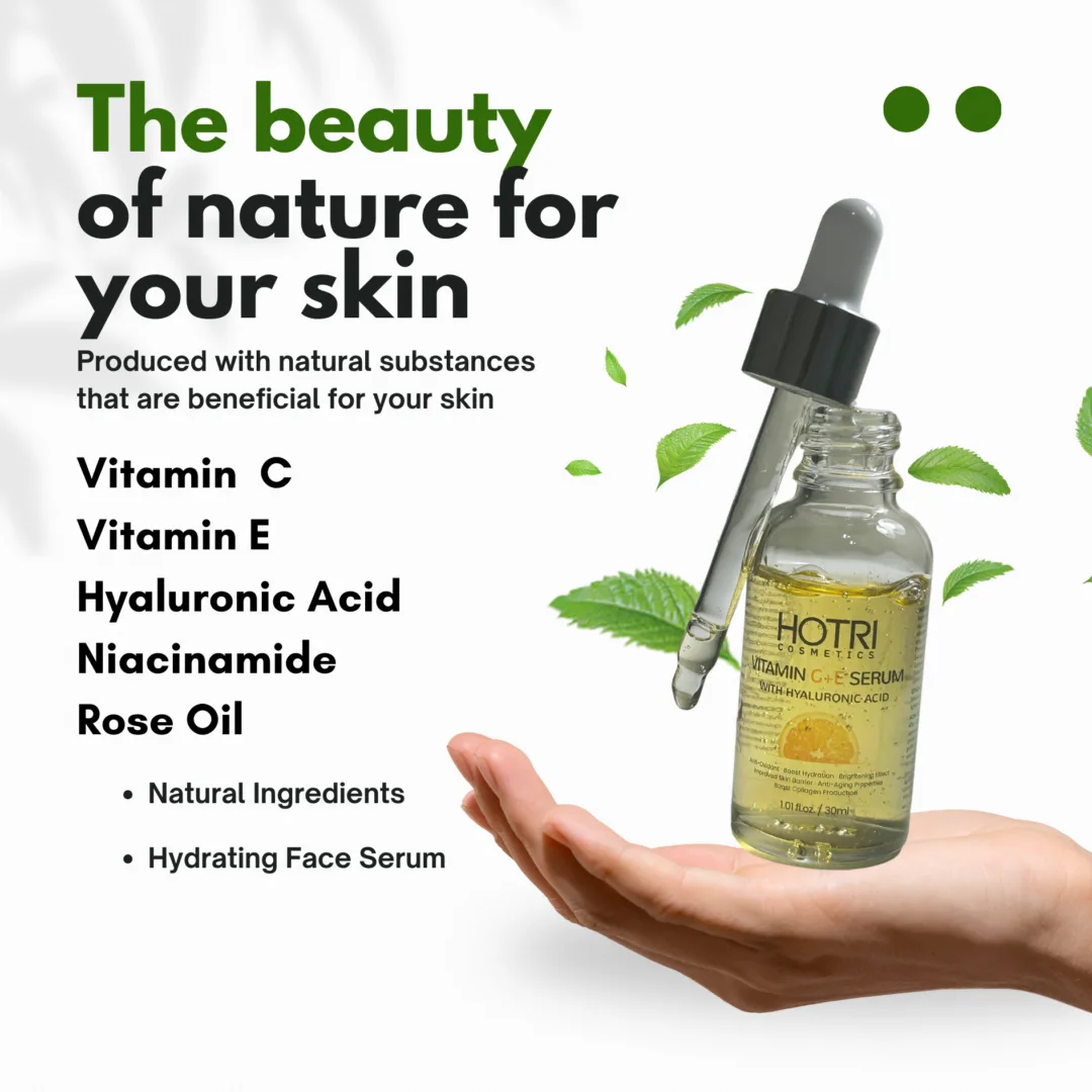 HOTRI COSMETICS Vitamin C+E Face Serum with Hyaluronic Acid & Rose oil - Image 3